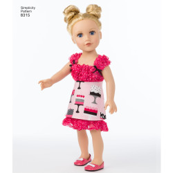 Dukketøj til  45,5 cm dukke snitmønster 8315 Simplicity