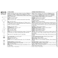 Dukketøj til  45,5 cm dukke snitmønster 8315 Simplicity