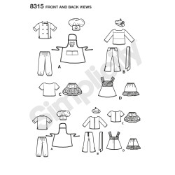 Dukketøj til  45,5 cm dukke snitmønster 8315 Simplicity