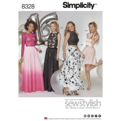 Nederdel ,  blonde top og halterneck top  snitmønster 8328 Simplicity