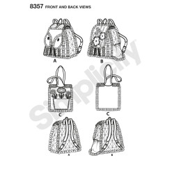 Rygsæk og indkøbsnet snitmønster 8357 Simplicity