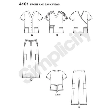 Kittel og bukser Scrubs Herre/dame snitmønster easy Simplicity4101