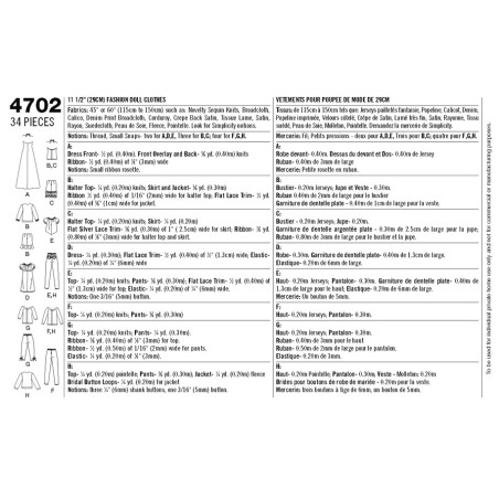 Tøj til Barbie dukke snitmønster 4702 Simplicity