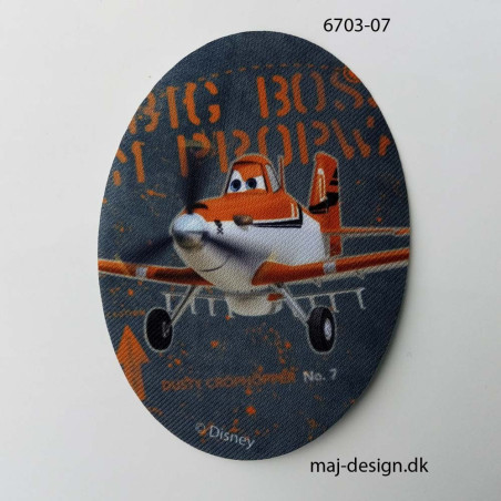 Dusty Mark Flyver printet strygelapper 11x8 cm