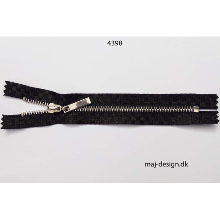 6mm metal lynlås sort ternet ikke delbar 18 cm