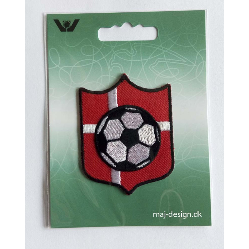 Skjold m/fodbold broderet strygemærke  6,5x6 cm