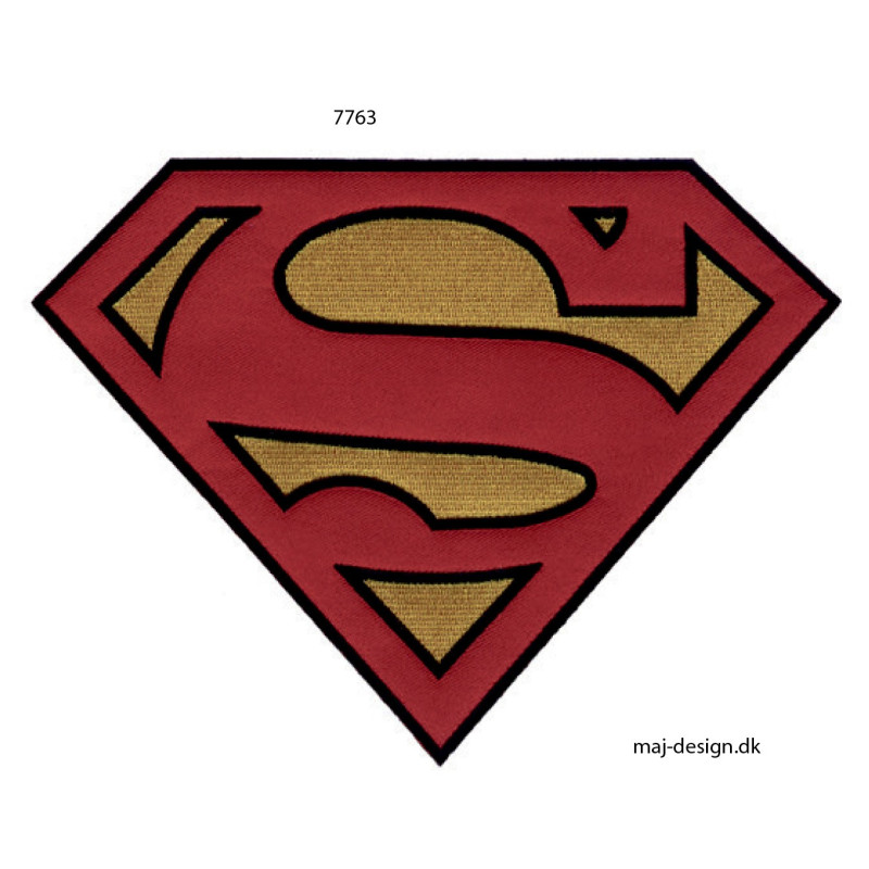 Stort Superman logo strygemærke 20 x 15 cm Stort Superman logo strygemærke 20 x 15 cm