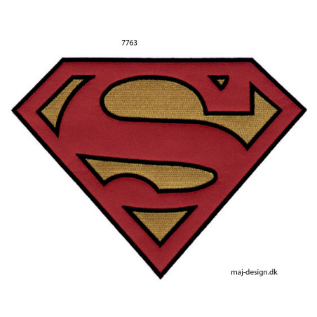 Stort Superman logo strygemærke 20 x 15 cm