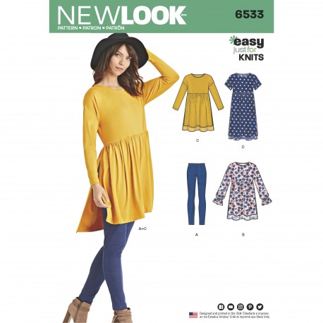 Leggings, kjole og tunika New look snitmønster 6533