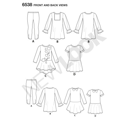 Kjole og leggings pigetøj New look snitmønster 6538
