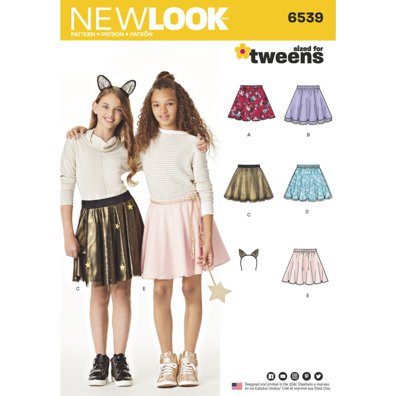 Nederdel tweens New look snitmønster 6539