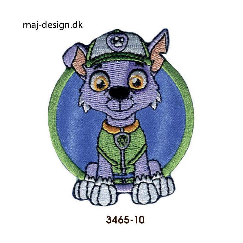 Rocky Paw Patrol broderet strygemærke 6 x 7 cm