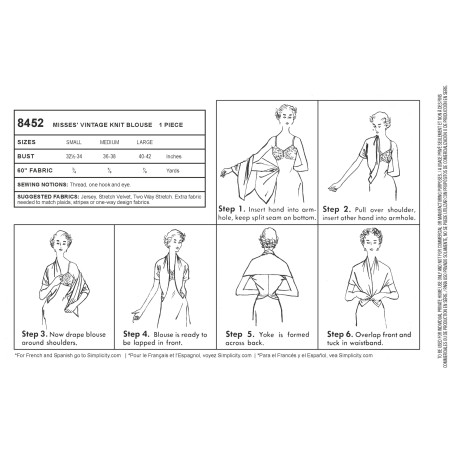 Vintage 1950ére Bluse simplicity snitmønster 8452