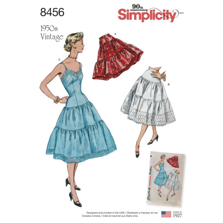 1950ére Underkjole og skørt simplicity snitmønster 8456