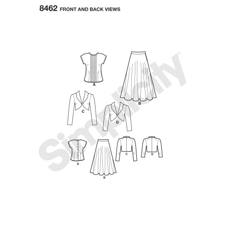 1940ére Vintage nederdel, bluse og jakke simplicity snitmønster 8462