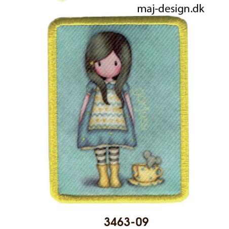 Santoro London Gorjuss printet med broderet ramme strygemærke