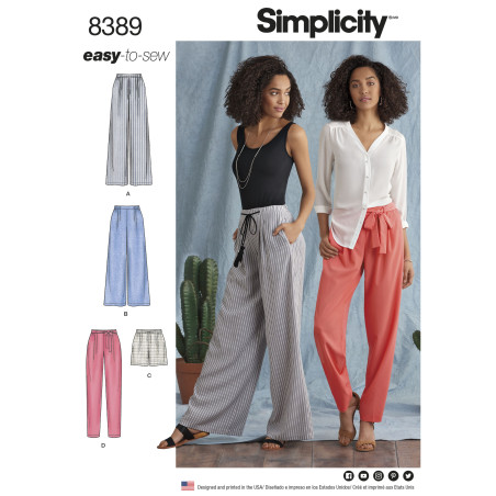 Bukser og shorts simplicity snitmønster easy 8389