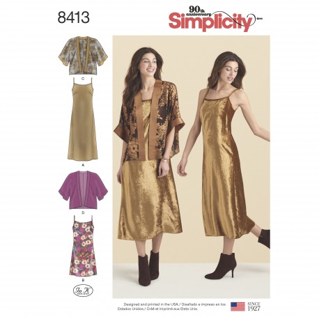 Kjole og kort jakke simplicity snitmønster 8313