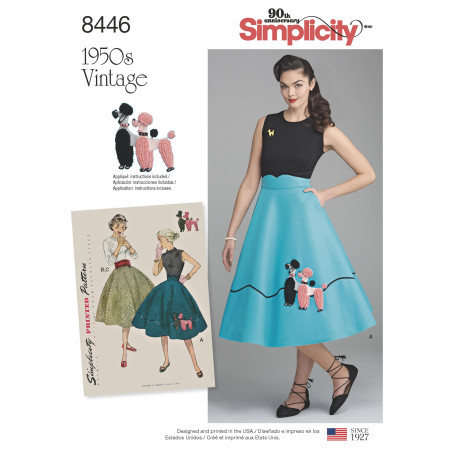 1950ére vintage Nederdel og skærf også plusmode simplicity  snitmønster 8456