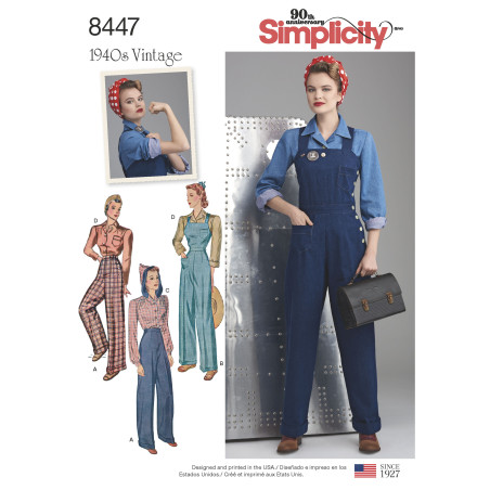 1940ére Bluse og overall også plusmode simplicity snitmønster 8447