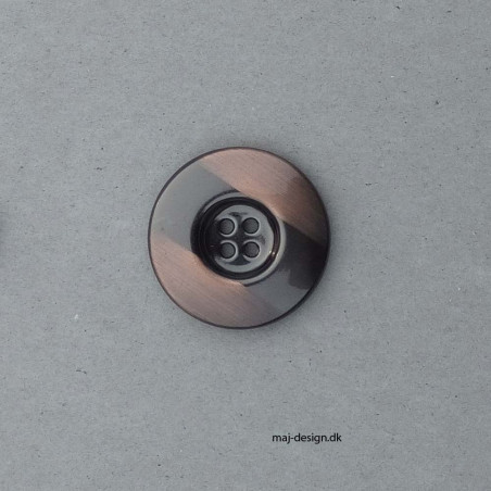 Knap 4-hul metal look  grå/kobber 30 mm