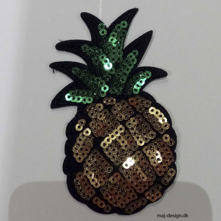 Palliet Ananas lille  strygemærke 5x8,5 cm