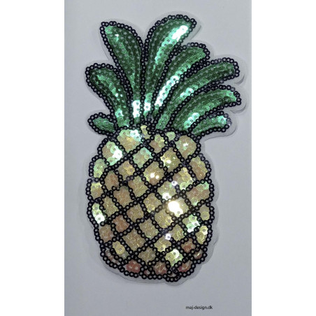 Stor palliet annanas  8,5x15,5 cm strygemærke