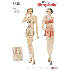 1930èrne vintage lingeri BH og trusser snitmønster Simplicity 8510