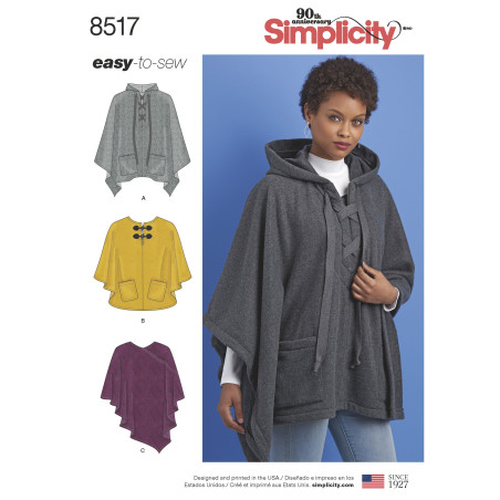 Poncho snitmønster simplicity 8517