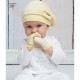 Babyhue m/sløjfe , tørklæde og tæppe snitmønste Simplicity 8537r