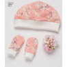 Babyhue m/sløjfe , tørklæde og tæppe snitmønste Simplicity 8537r