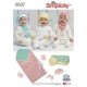 Babyhue m/sløjfe , tørklæde og tæppe snitmønste Simplicity 8537r