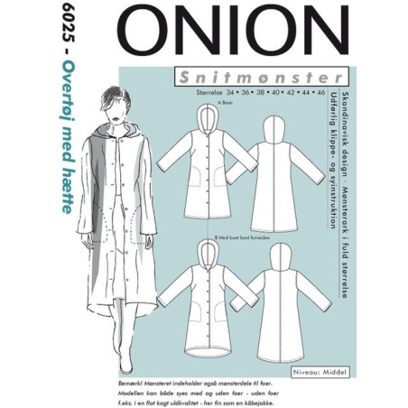 Overtøj m/hætte Onion 6025 snitmønster