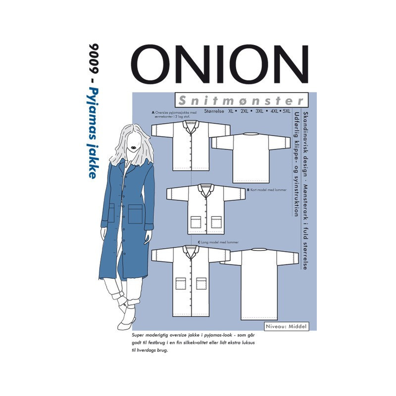 Pyjamas jakke plusmode Onion 9009 snitmønster Pyjamas jakke plusmode Onion 9009 snitmønster