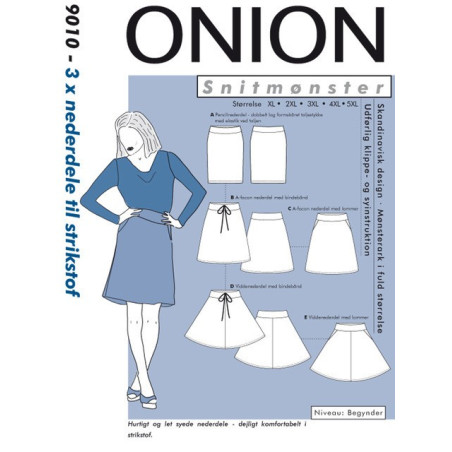Nederdel til strikstof Onion 9010 snitmønster