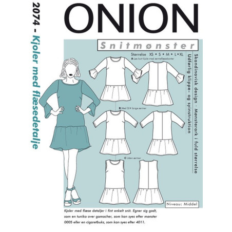 Kjoler m/ flæsedetalje Onion 2074 snitmønster