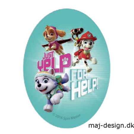 Paw Patrol strygemærke ovalt 11 x 8 cm