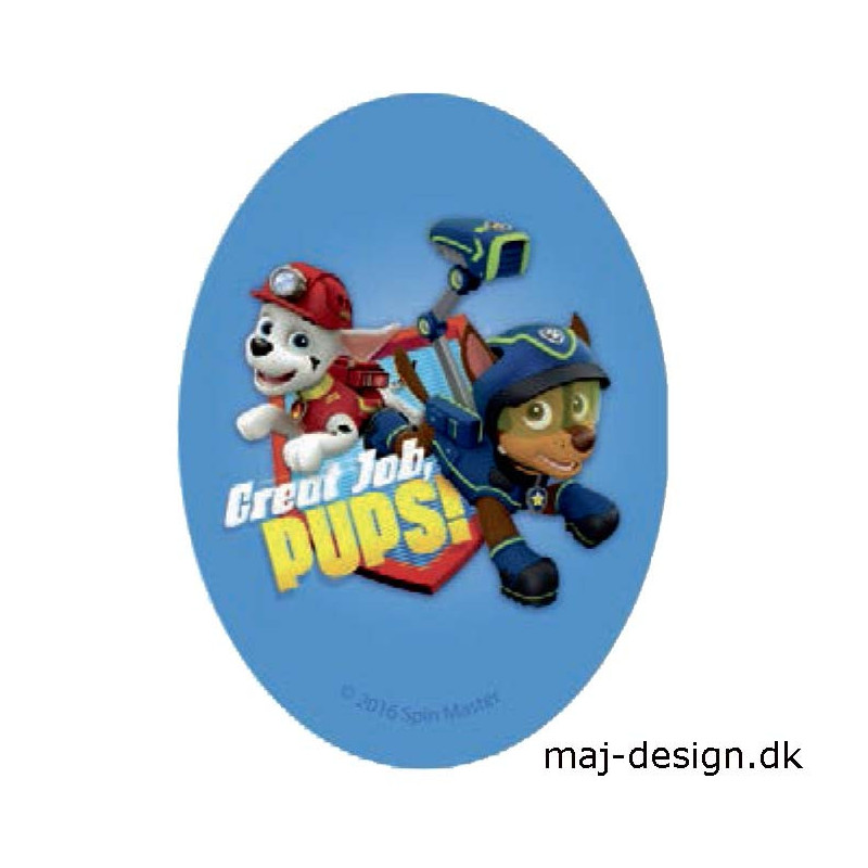 Paw Patrol strygemærke ovalt 11 x 8 cm