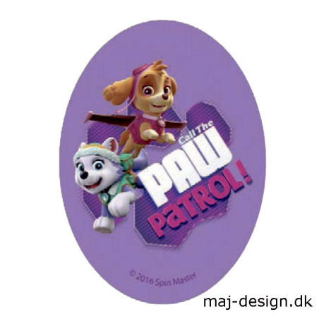 Paw Patrol strygemærke ovalt 11 x 8 cm