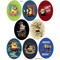 Alle Minions strygemærke i serien 6785 ovalt 11 x 8 cm