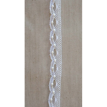 Fast hvid blonde m/perle, 15mm
