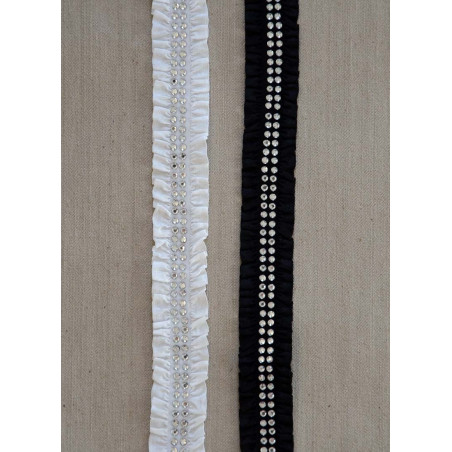 Elastisk Hvidt bånd m/sten, 20mm