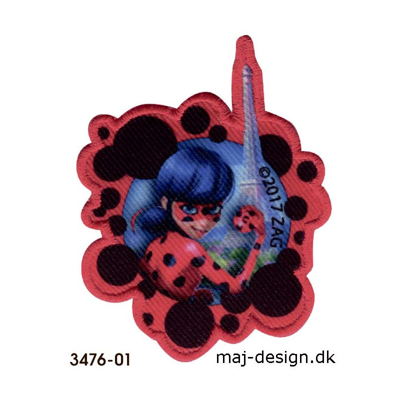 Lady Bug Mariehøne broderet strygemærke 3476-01