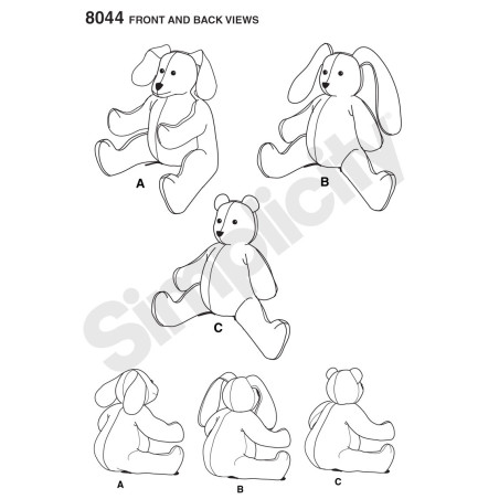 Bamse og krammedyr snitmønster 8044