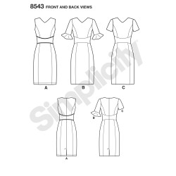 Kjole  også plusmode snitmønster 8543