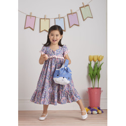 Pigekjole og taske m/sløjfe snitmønster 8565