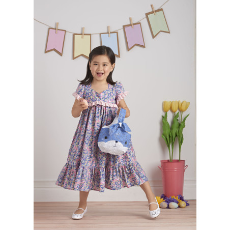 Pigekjole og taske m/sløjfe snitmønster 8565