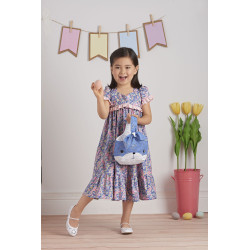 Pigekjole og taske m/sløjfe snitmønster 8565