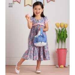 Pigekjole og taske m/sløjfe snitmønster 8565