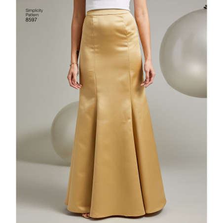 Nederdel m/u slæb også plusmode  snitmønster 8597